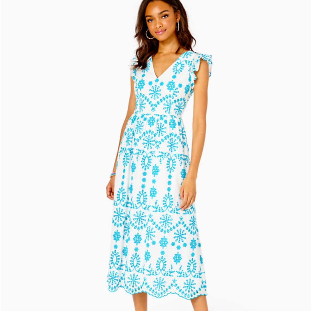 NWT Lilly Pulitzer Lillyanne eyelet dress turquoise size 8